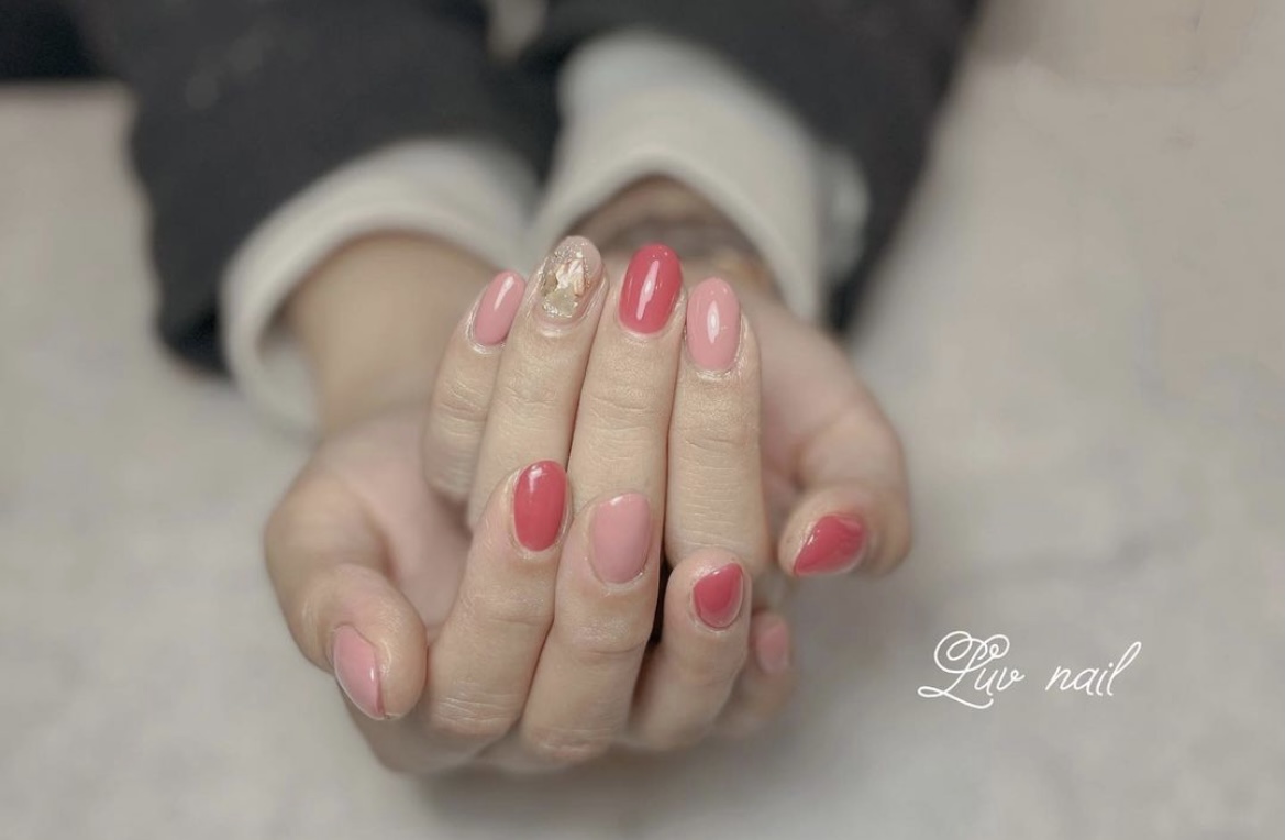 ✨卒園式の着物にピッタリのピンク系ネイル💅