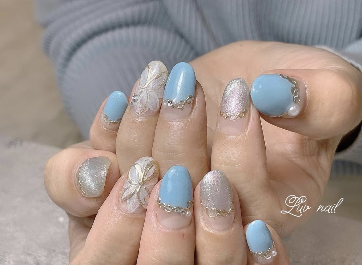 ✨ブルー×マグネット×ミラーネイル✨持ち込みデザイン💅